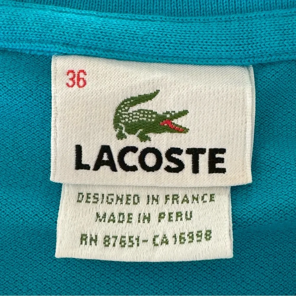 LACOSTE Pique Polo Shirt Stretch Cotton Turquoise Teal Blue Style# F811 Size 36 - Picture 2 of 16